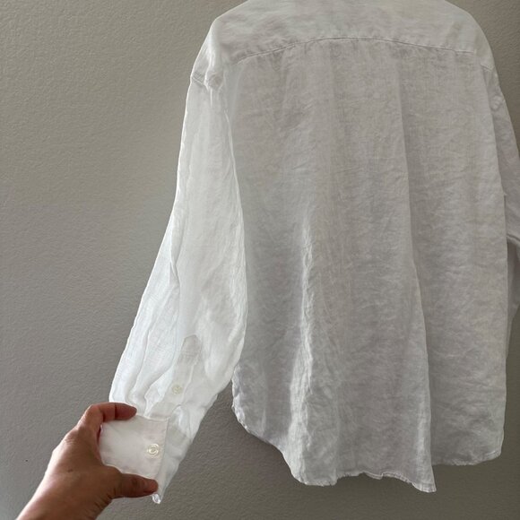 H&M Oversized Button Up Shirt Linen Minimalist White Lightweight Sz M - Picture 6 of 15